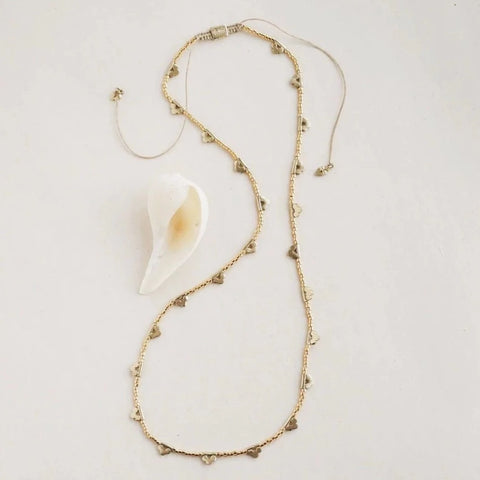 Paper & Brass Bead Necklace | Green