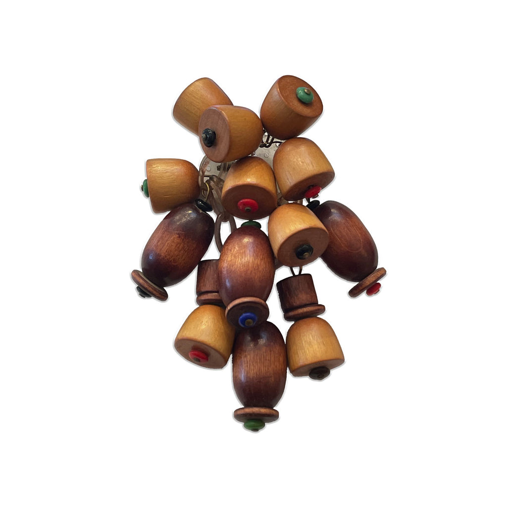 1940s Miriam Haskell Wooden & Glass Brooch | Vintage