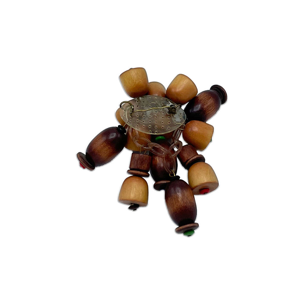 1940s Miriam Haskell Wooden & Glass Brooch | Vintage