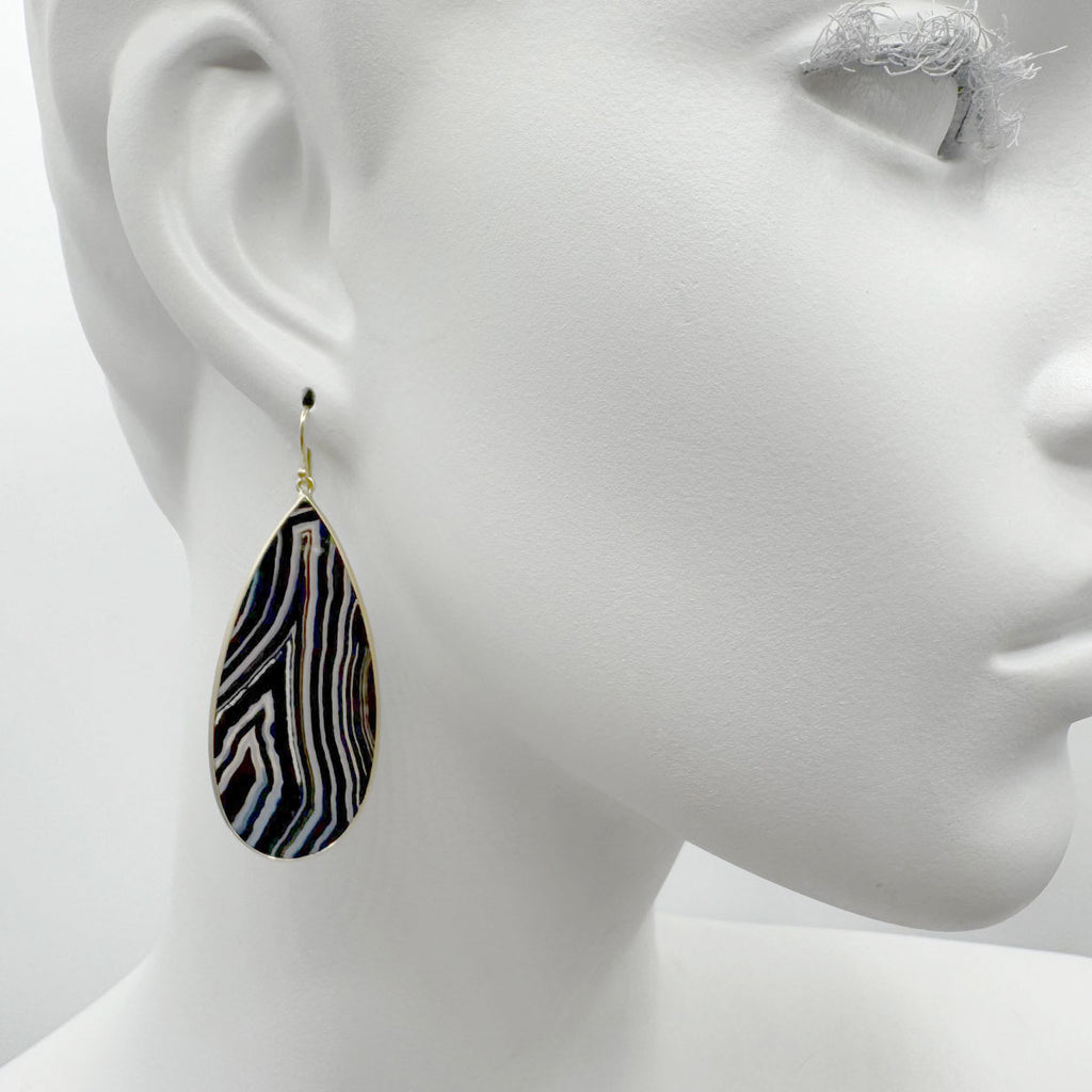 Large Banded Agate Slice & 18kt Earrings | One of a Kind