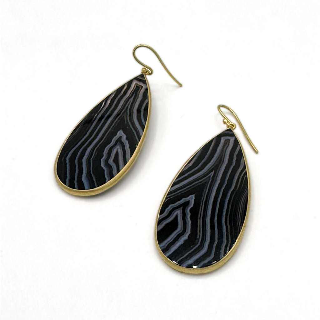 Large Banded Agate Slice & 18kt Earrings | One of a Kind