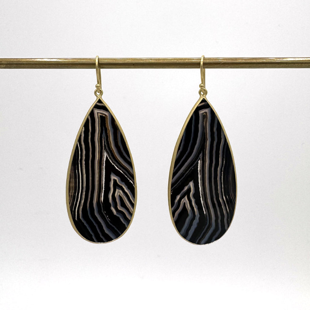 Large Banded Agate Slice & 18kt Earrings | One of a Kind