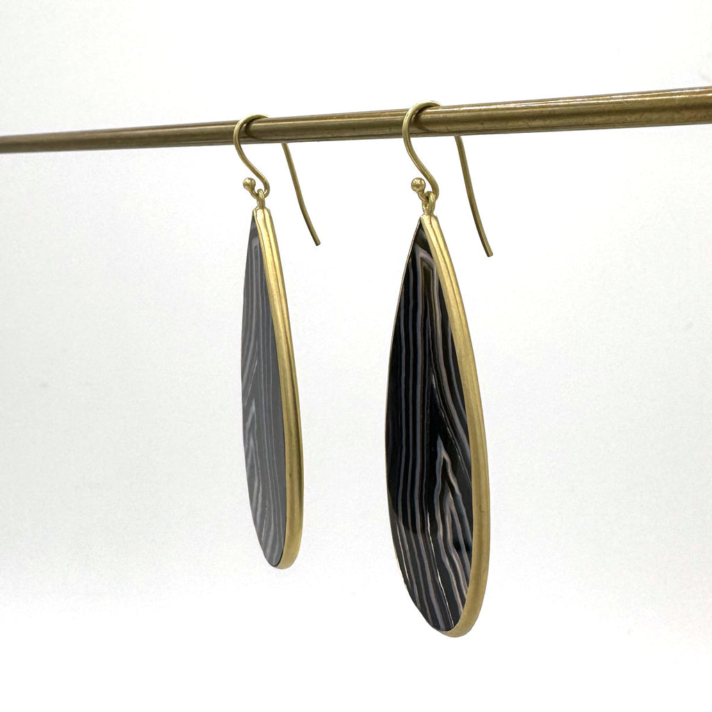 Large Banded Agate Slice & 18kt Earrings | One of a Kind