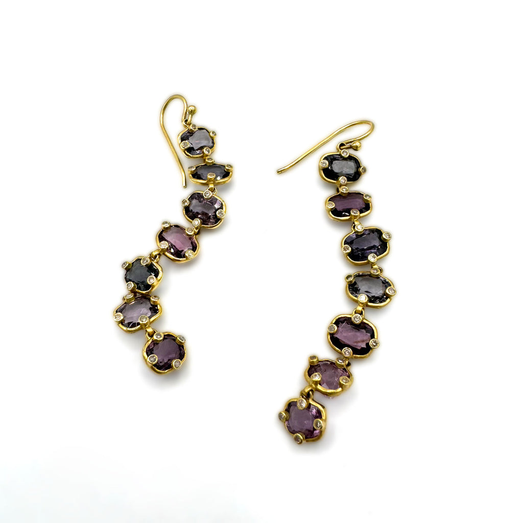 Cascading Spinel & Diamond Earring | One of a Kind