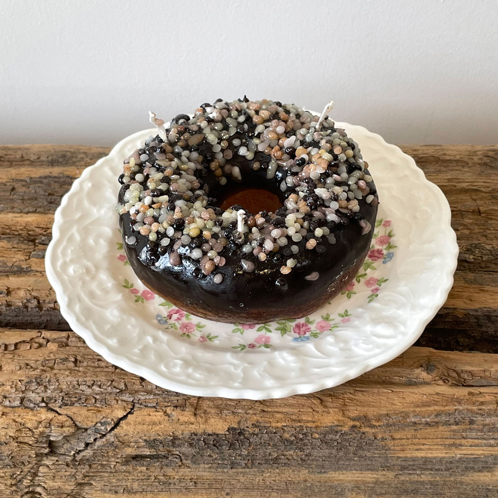 Frosted Chocolate Sprinkled Donut Candle | Italy