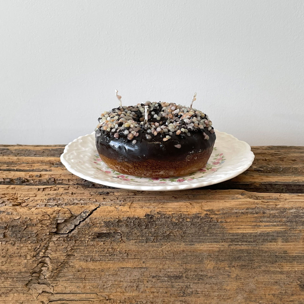 Frosted Chocolate Sprinkled Donut Candle | Italy