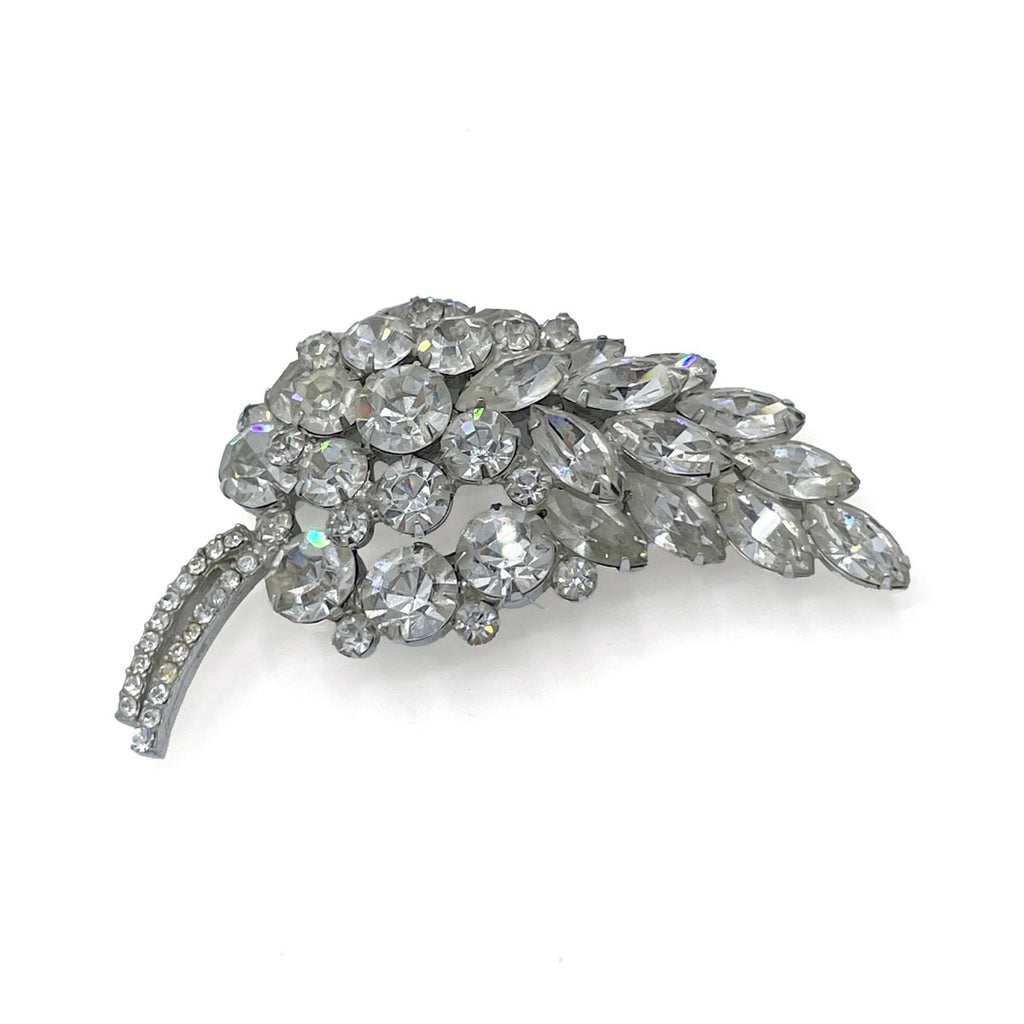 Vintage Diamante Leaf Brooch | Vintage