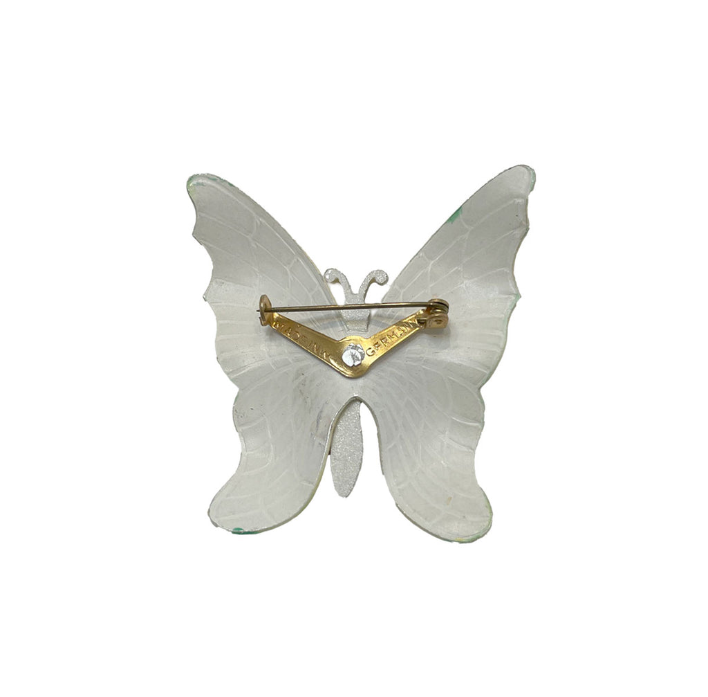 60-70s Green & Yellow Enamel Butterfly Brooch | Vintage