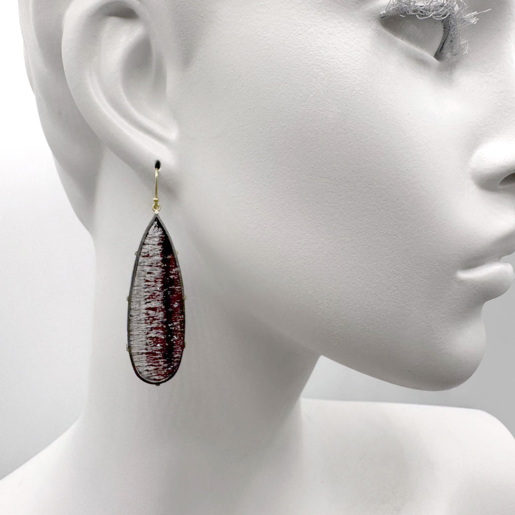 Tourmalated Quartz Drops Framed in 18kt & Oxidized Sterling Earrings | One of a Kind