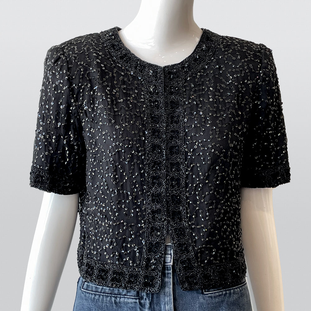 80s Beaded Short Sleeve Shirt/Jacket