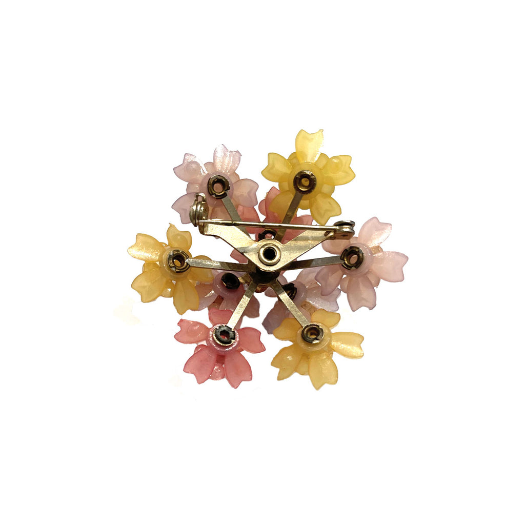 MCM Lucite & Rhinestone Pastel Posies Brooch | Vintage