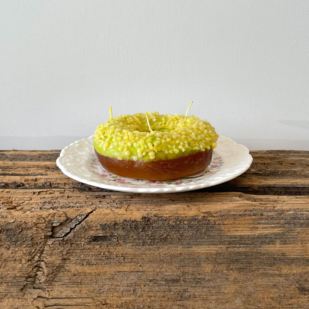 Frosted Pistachio Sprinkled Donut Candle | Italy