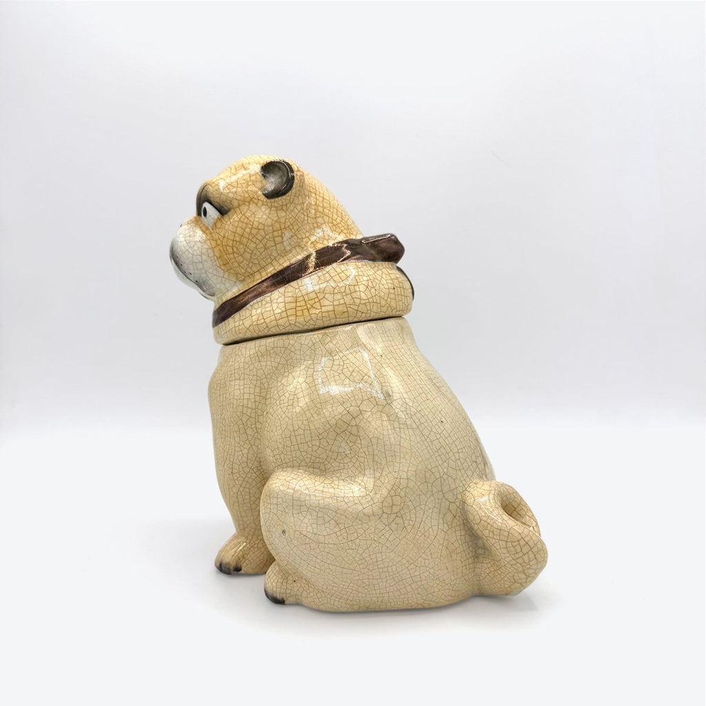c. 1880 Large English Staffordshire Pug Tobacco (Treat) Jar