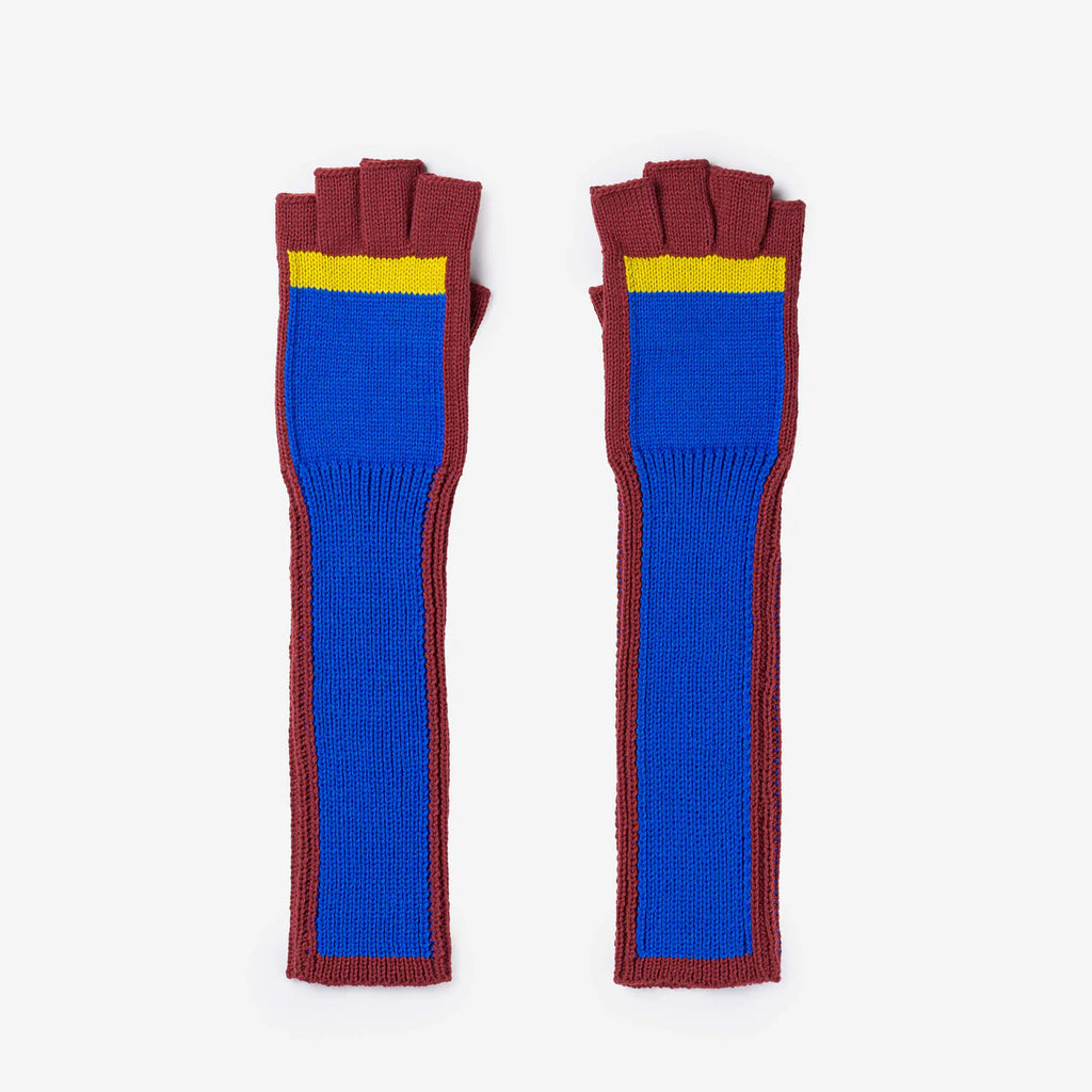 Outline Fingerless Gloves | Rust Cobalt