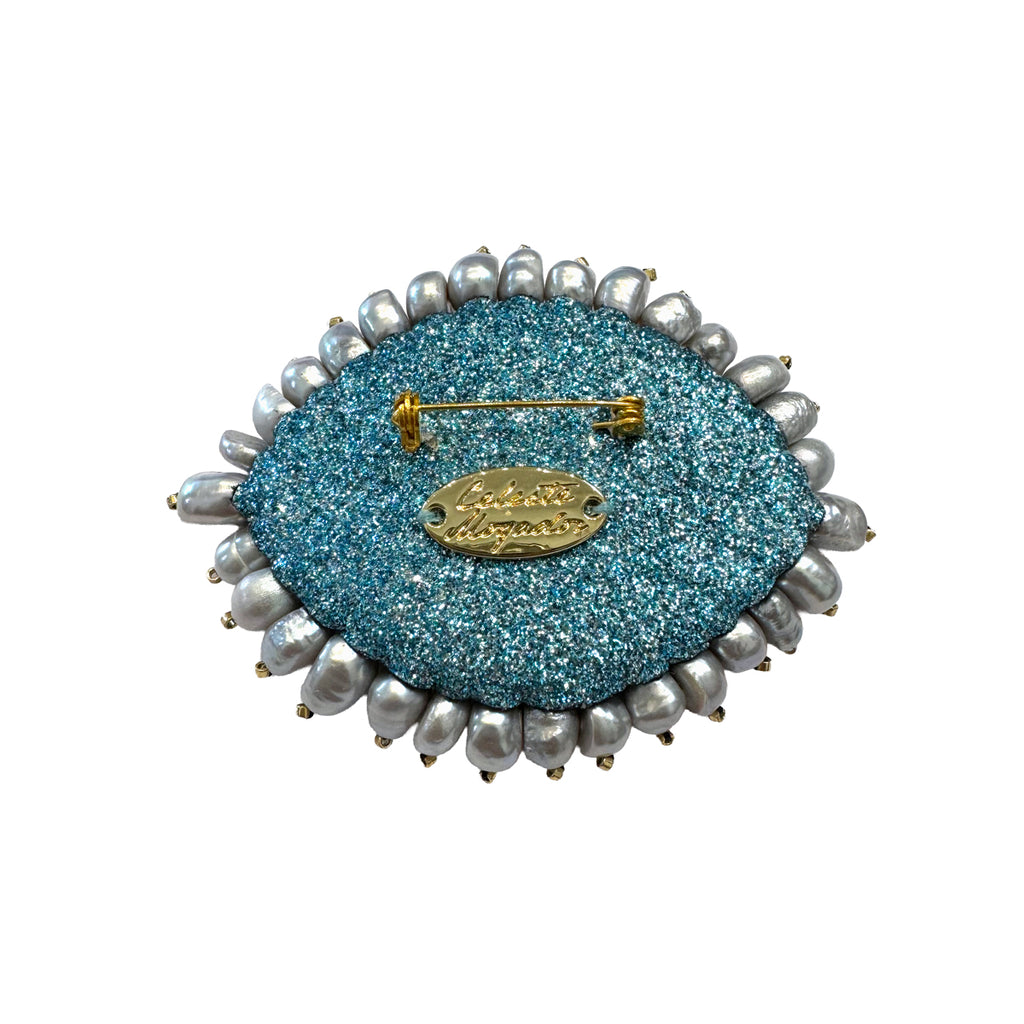 Silver Moon Gaze Brooch | Céleste Mogador