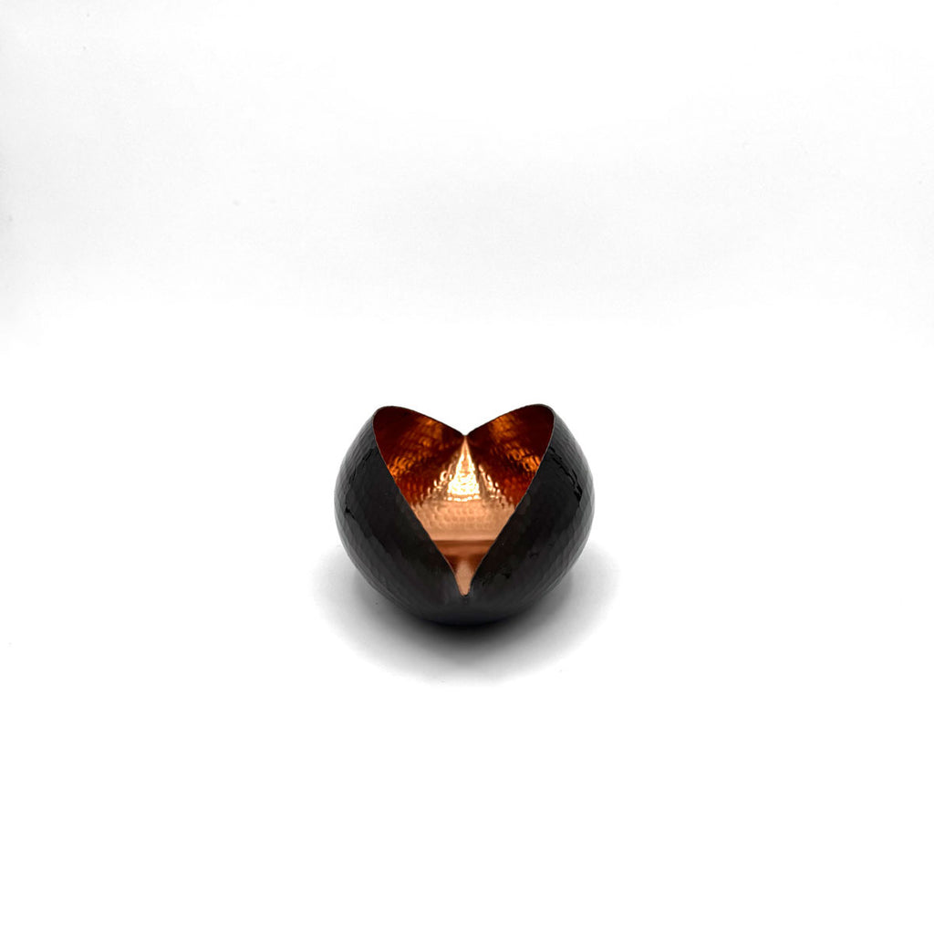 Hammer Copper Pod Votive/Vase | Black Small
