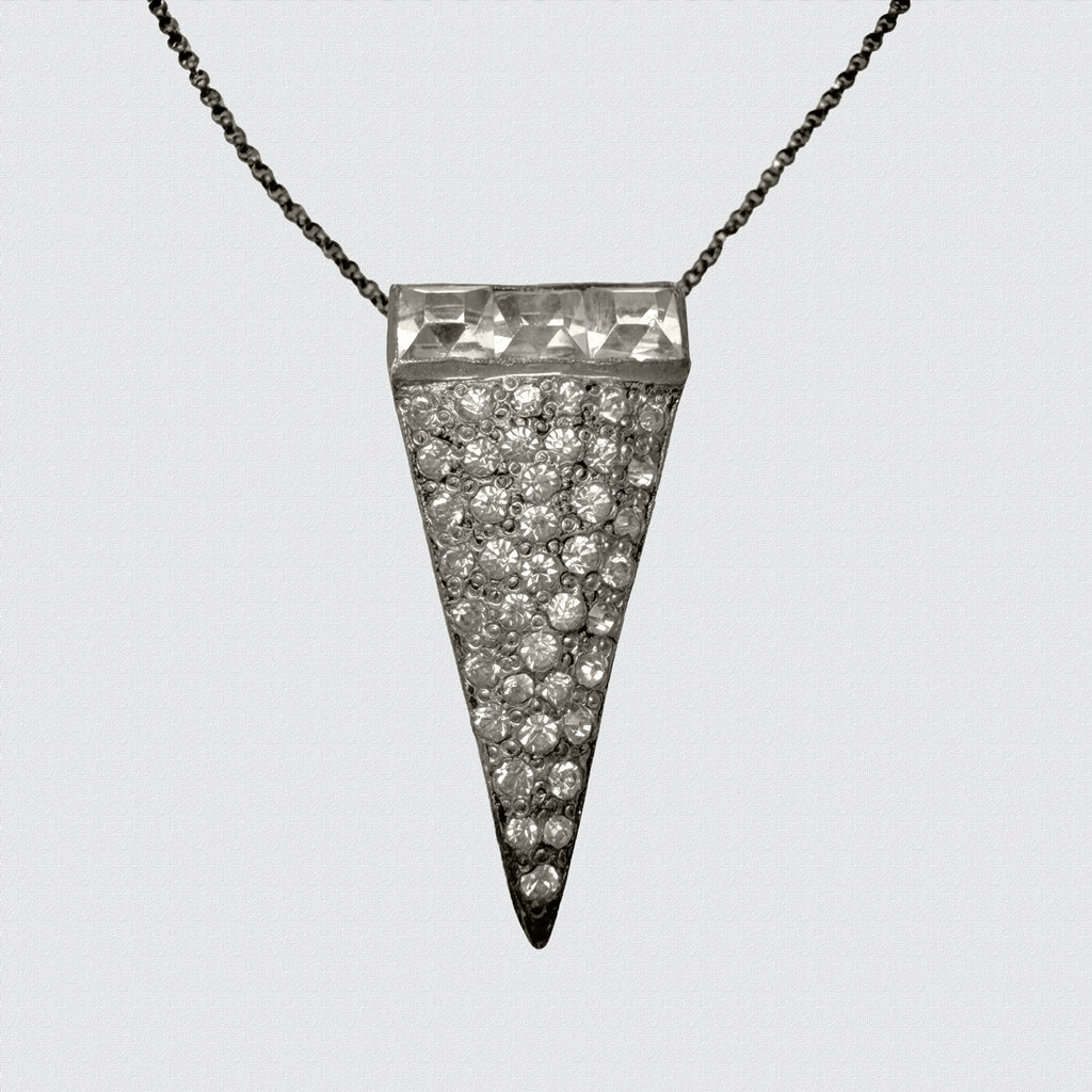 1920s One of a Kind Antique Deco Triangle Diamanté Pendant