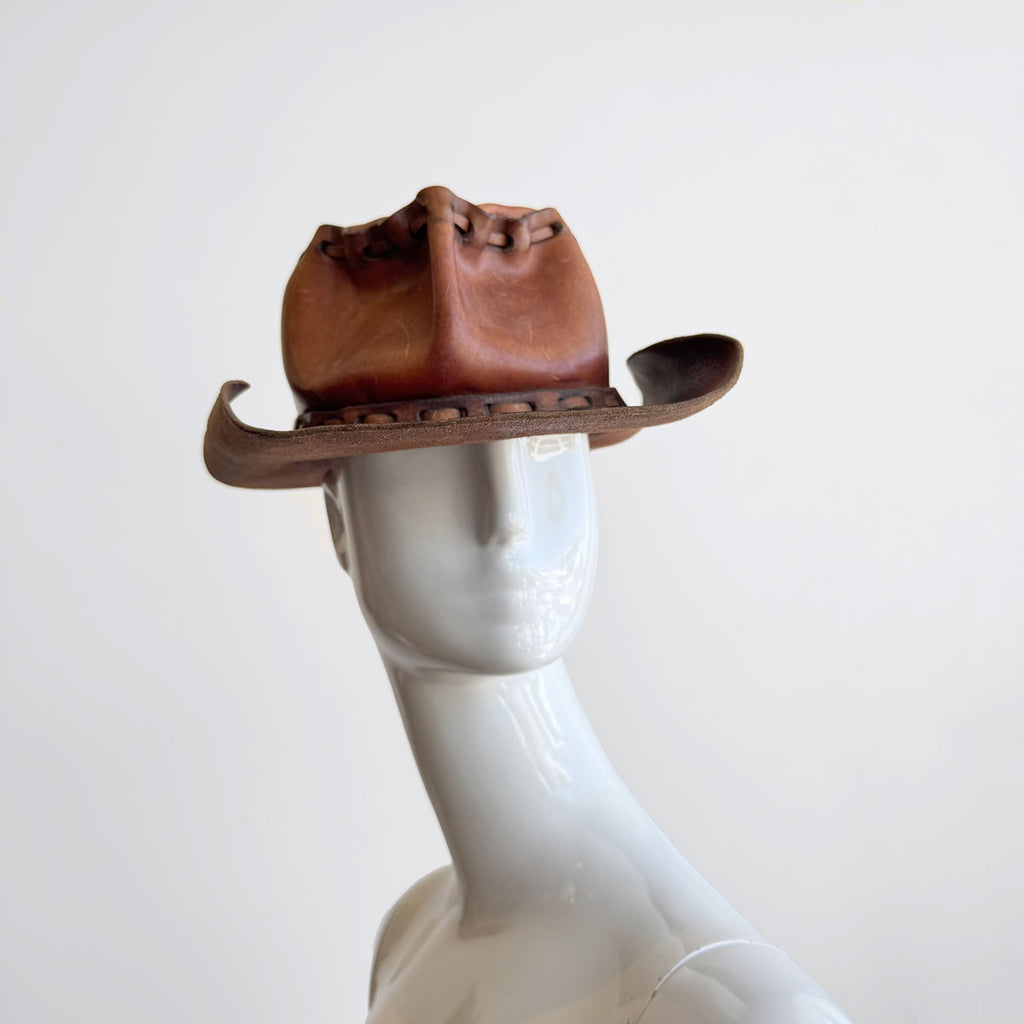 One of a Kind Vintage Leather Cowboy Hat