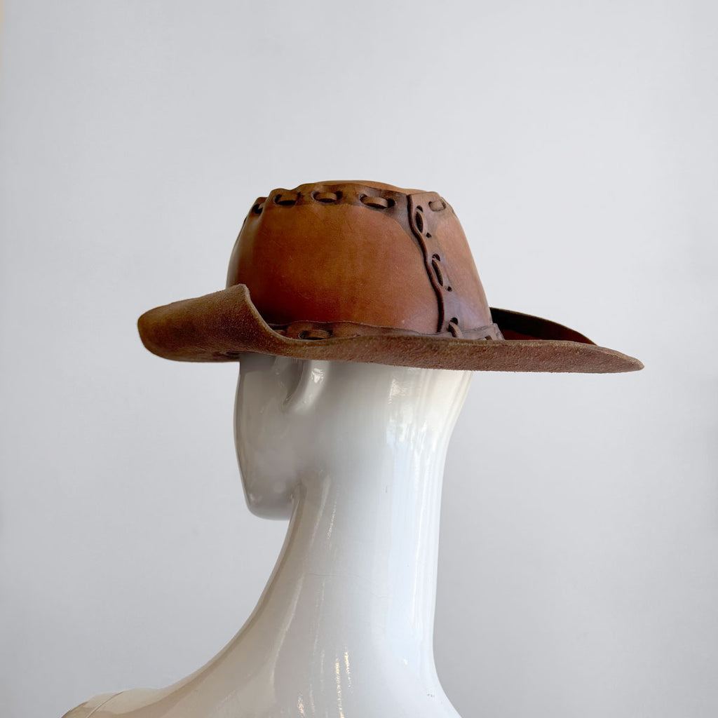 One of a Kind Vintage Leather Cowboy Hat