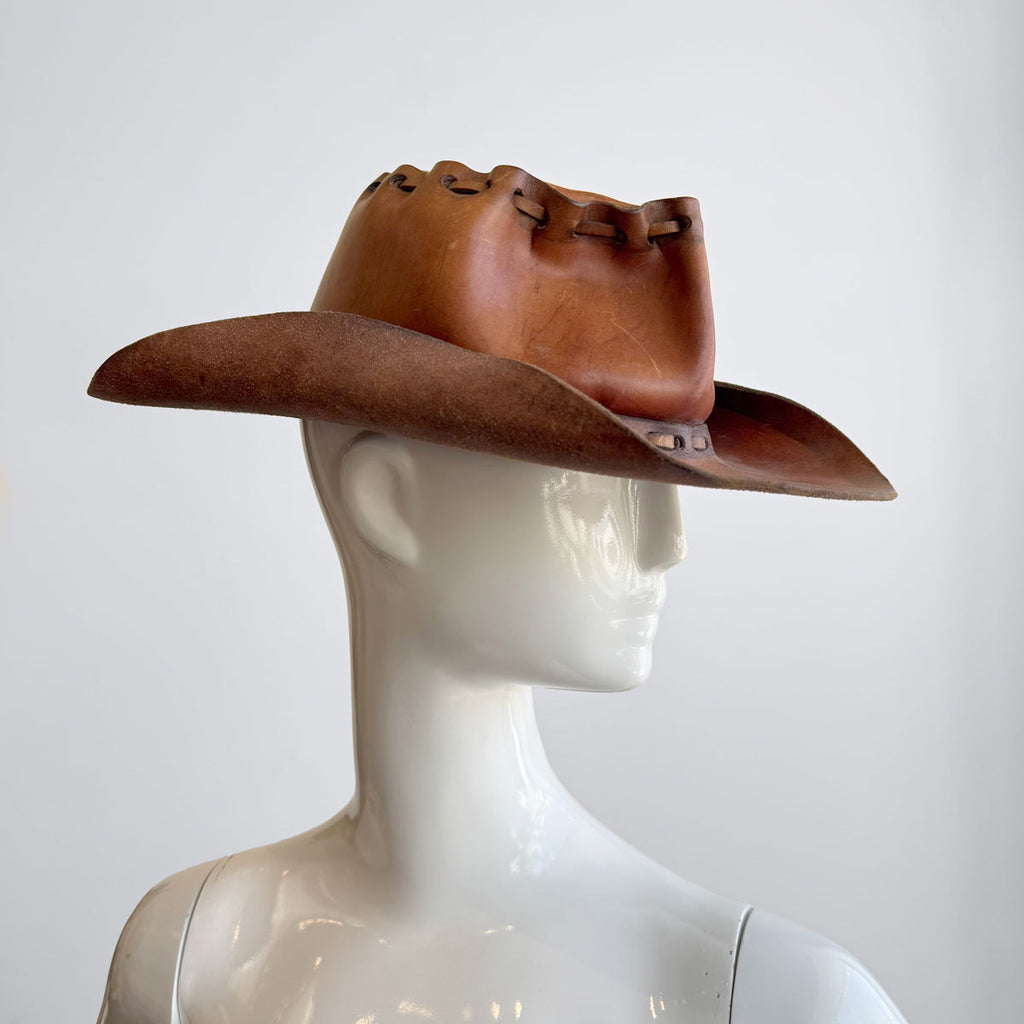 One of a Kind Vintage Leather Cowboy Hat