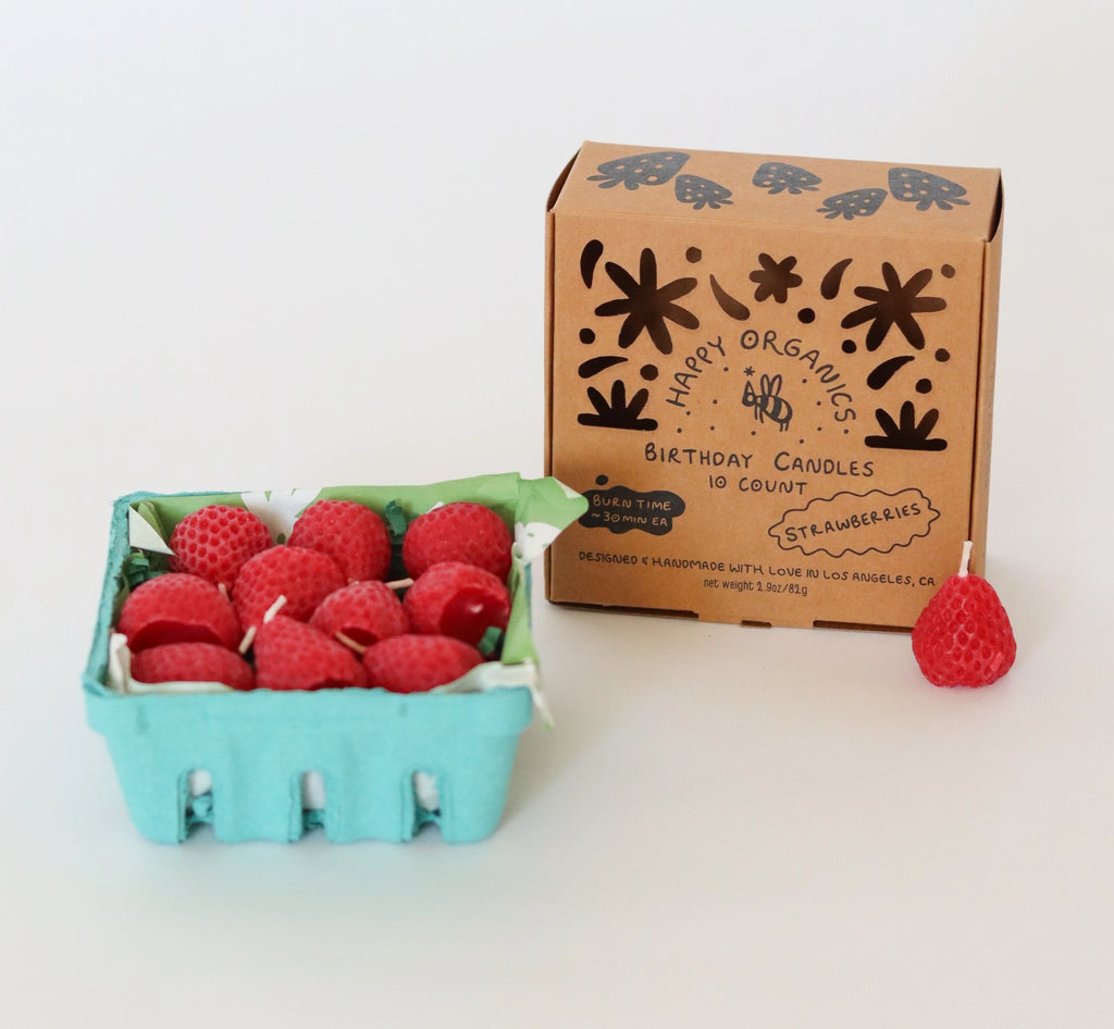 Strawberry Birthday Candles Set of 10 | Beeswax