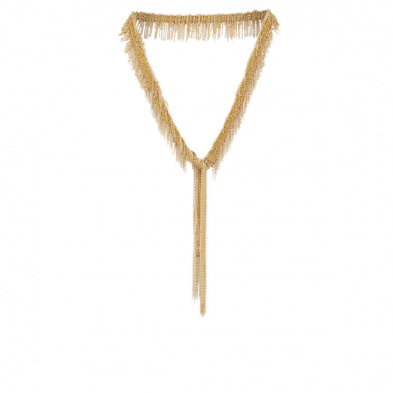 Lariat Collar Fringe Necklace | Gold