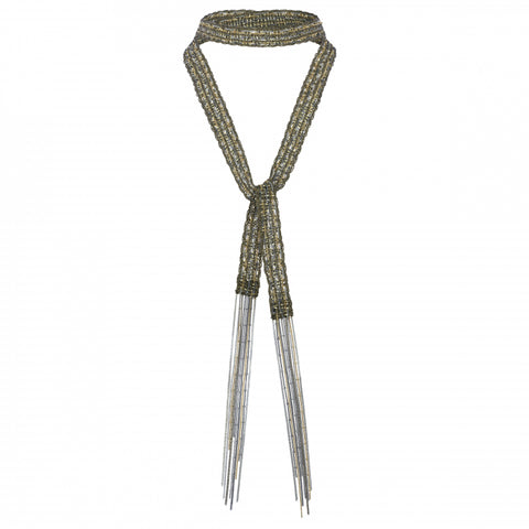 Tricolored Vintage Ribbon Fringe Necklace