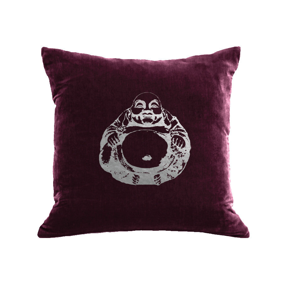 Buddha Pillow - berry / gunmetal foil