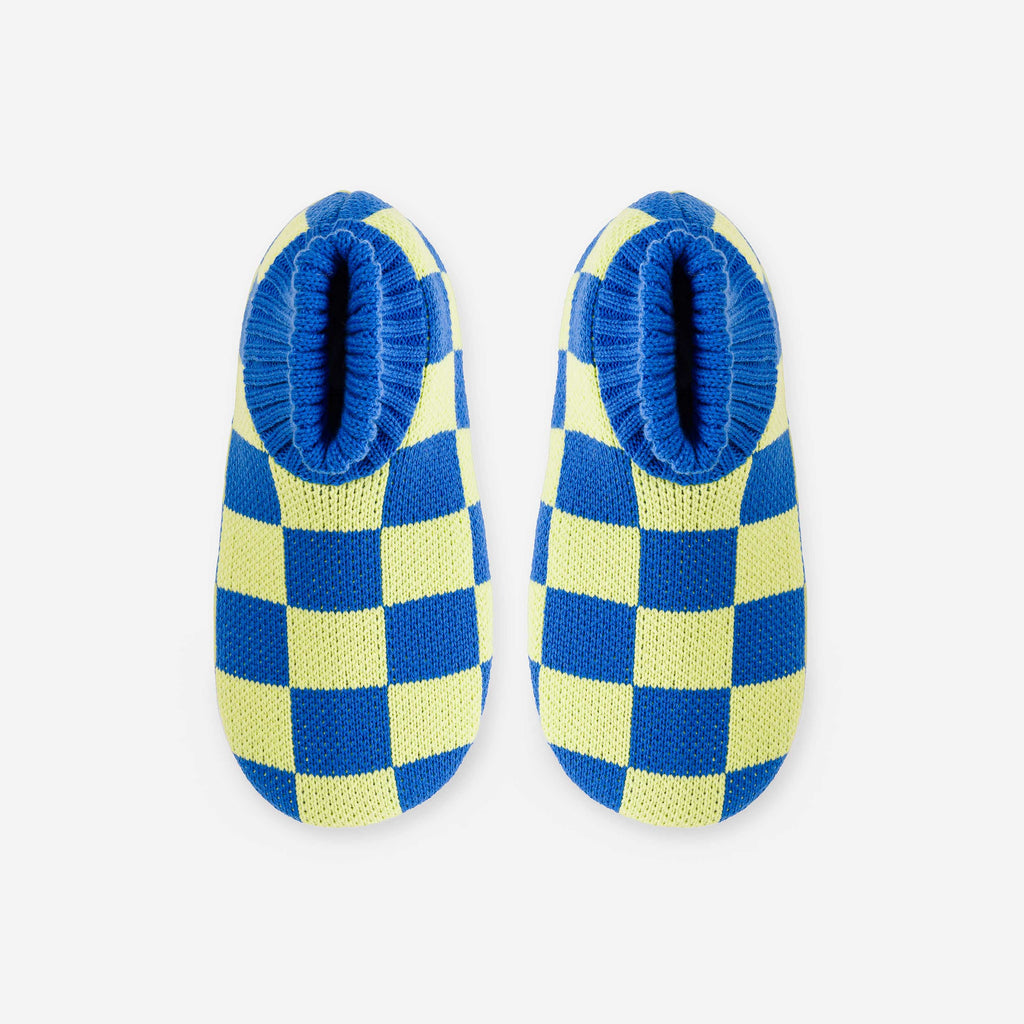 Unisex Checkerboard Bootie Slippers | Lime-Cobalt