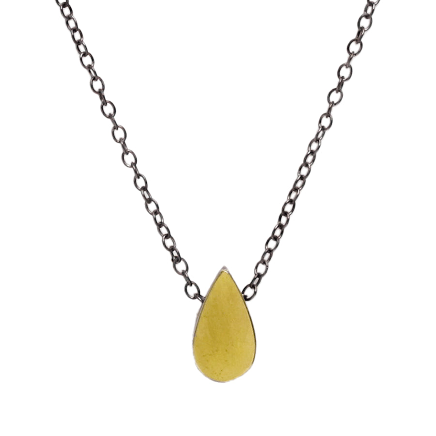 Gold Teardrop and Sterling Silver Necklace