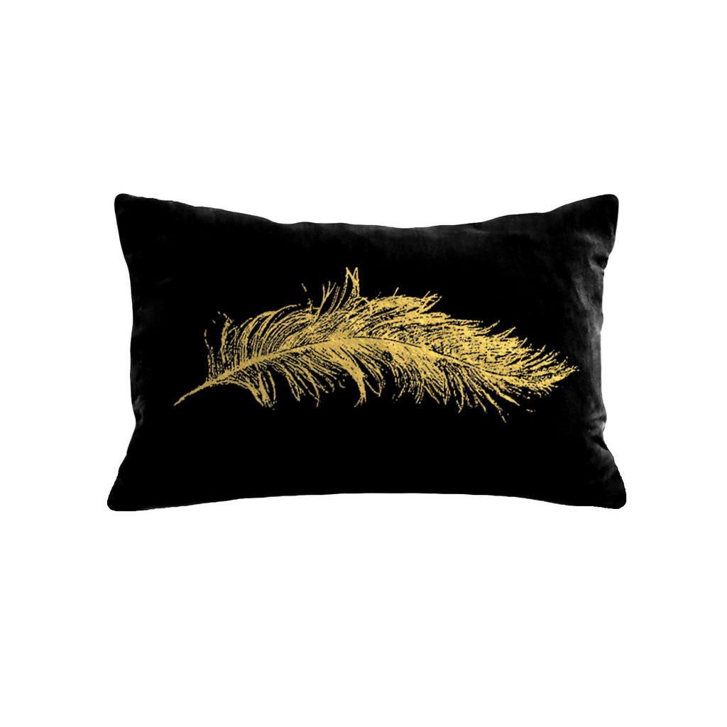 Feather Pillow - black / gold foil / 12 x 16"