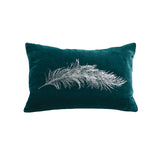 Feather Pillow - teal / gunmetal foil / 12 x 16"