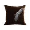 Feather Pillow - chocolate / gunmetal foil / 18 x 18
