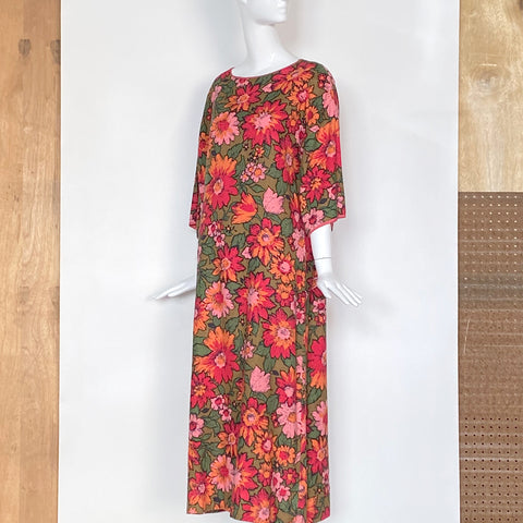 70s Sleeveless 'POP' Poppy Floral Dress