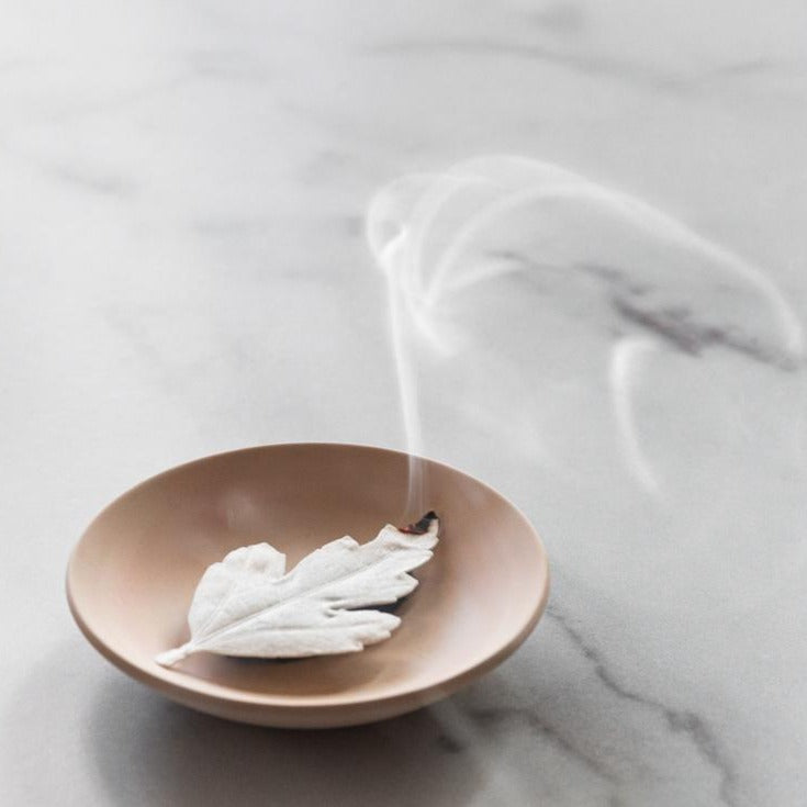 HA KO White Paper Incense - Wooden Box Set of 6 With Incense Dish