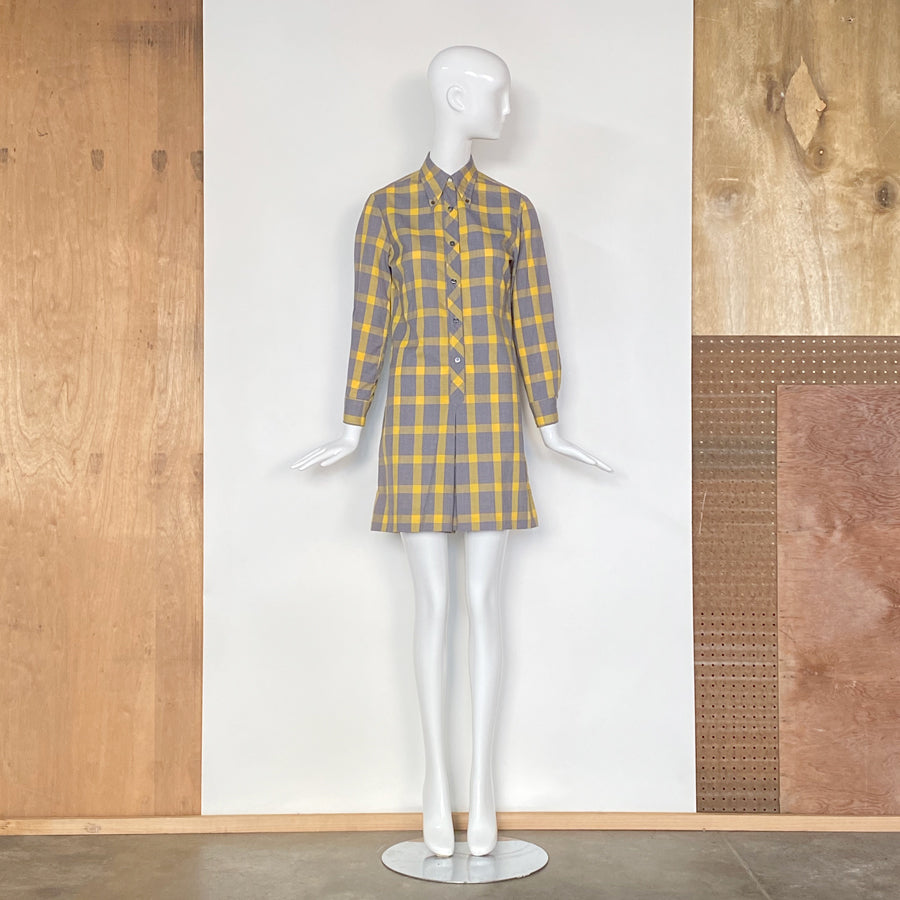 1970s Rare Plaid Jumpsuit Shorts