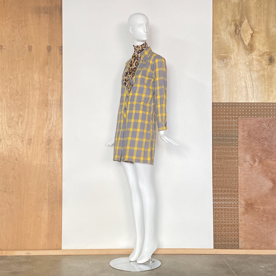 1970s Rare Plaid Jumpsuit Shorts