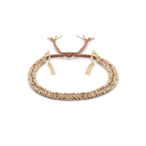 Gold Ribbon & Chain Necklace