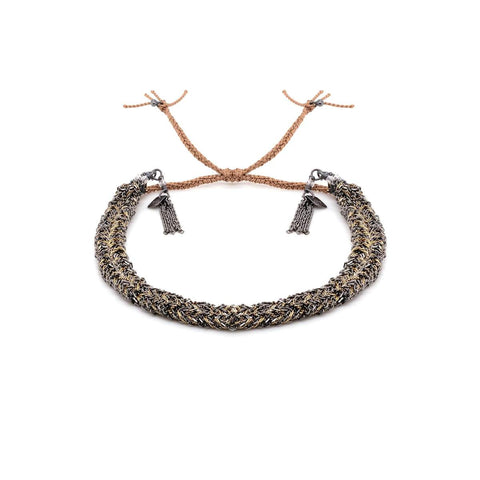 Woven Chain Bracelet | Black Gold