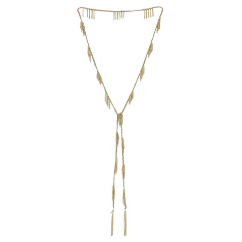 Gold Ribbon & Chain Necklace