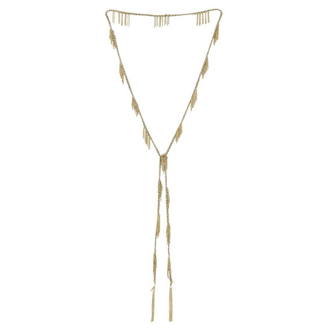 Long Fringe Wrap Necklace | Black