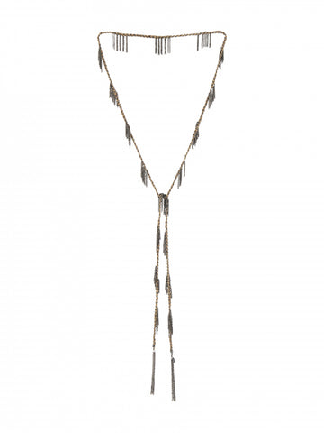 Multi Tassel Wrap Necklace | Ruthenium Black