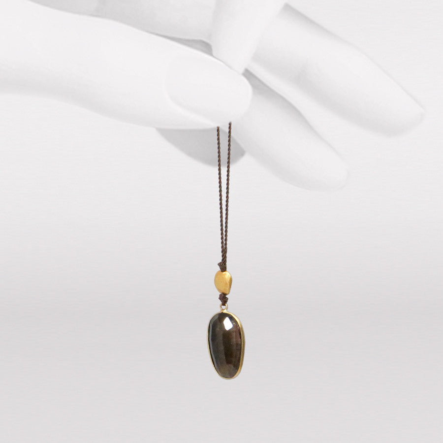 Rose Cut Faceted Tourmaline and 18kt Gold Bead Necklace