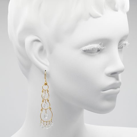 Madilyn Safran White Topaz & 18kt Gold Chandelier Earrings