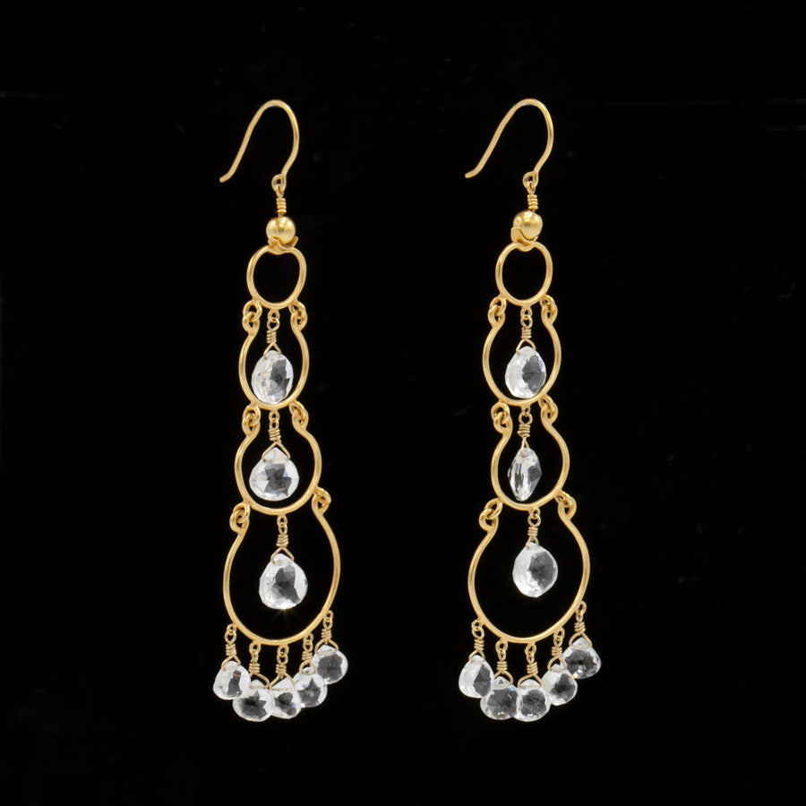 Madilyn Safran White Topaz & 18kt Gold Chandelier Earrings