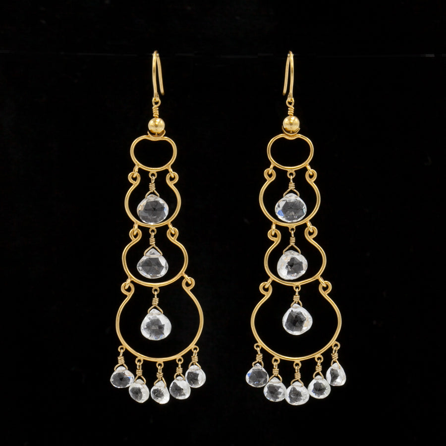 Madilyn Safran White Topaz & 18kt Gold Chandelier Earrings