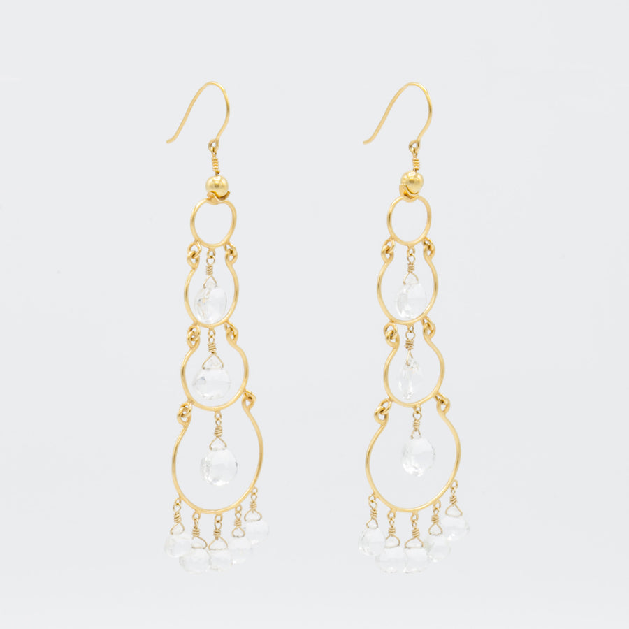 Madilyn Safran White Topaz & 18kt Gold Chandelier Earrings