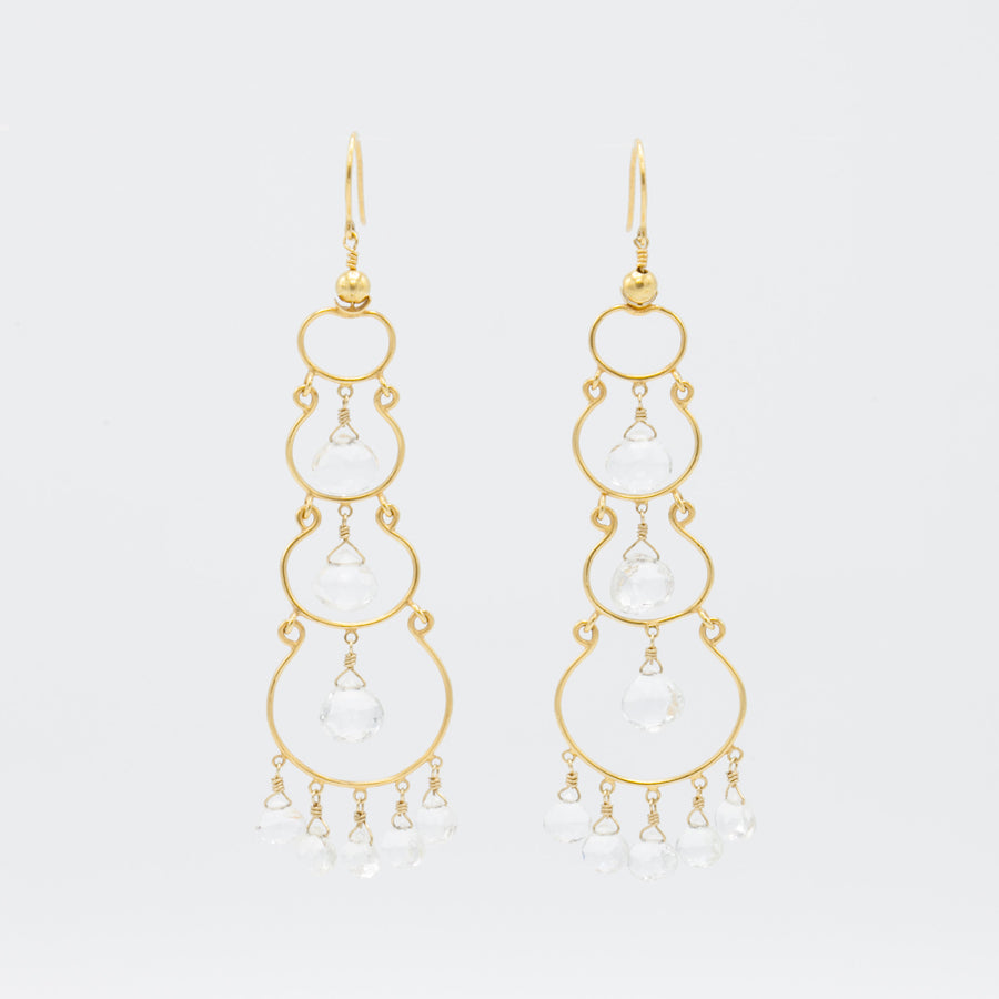 Madilyn Safran White Topaz & 18kt Gold Chandelier Earrings