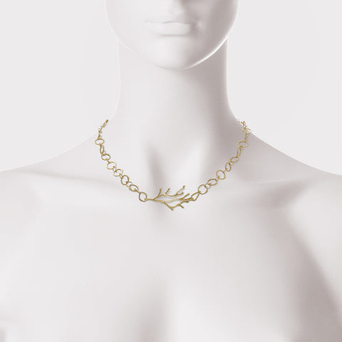 Brass Tapered Drop Oval Necklace