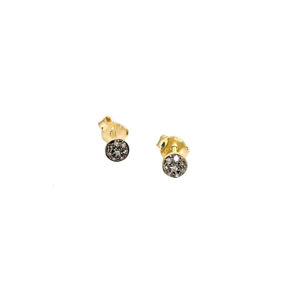 Round Pavé Stud Earrings | Black